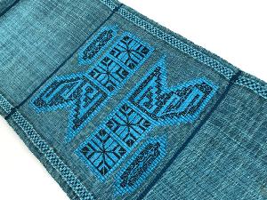 アンティーク　手織り紬幾何学模様織出し名古屋帯